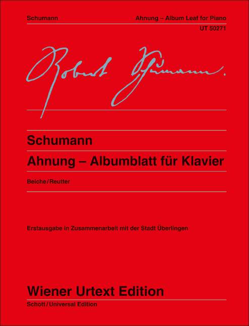Schumann: Ahnung for Piano published by Wiener Urtext